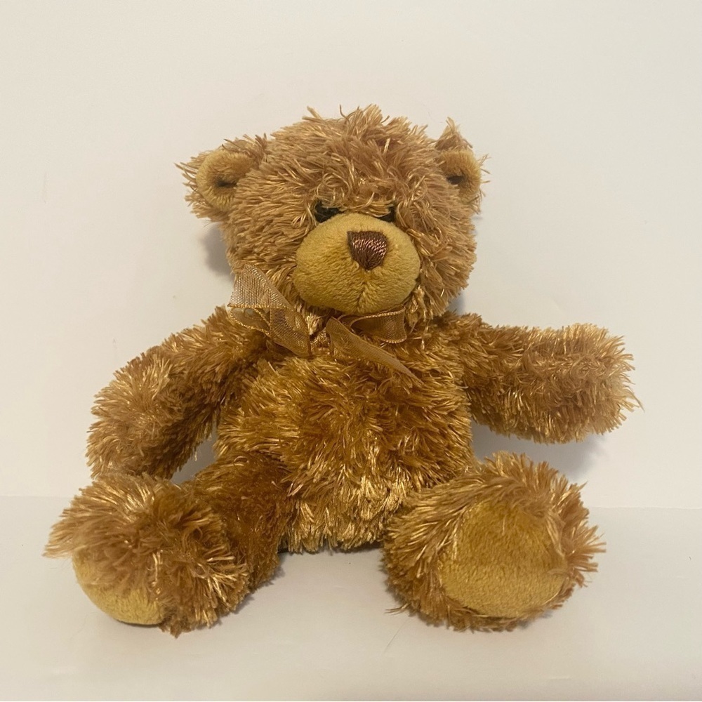 Gund Mini Bear Plush Brown Stuffed Animal Small 15308 Soft Teddy Ribbon Bow 5”